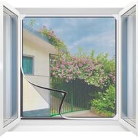 Magnetisches Fliegengitter, Zuschneidbar Bis 150 X 180 Cm – Starke Magnete, Schraubenlos, Selbstklebender Magnetstreifen, Fiberglas, Weißer Rahmen, Graues Netzgewebe