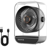 Usb-tischventilator Mit 2400-mah-akku, Tragbarer, Akkubetriebener Ventilator, 5 Geschwindigkeitsstufen, Leiser Betrieb, 360°-drehung, Für Zuhause, Büro, Schlafzimmer Und Den Außenbereich