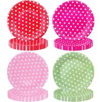 80 Bunte Pappteller Mit Polka-dots, 18 Cm, Einwegteller Für Partys, Dessertteller Für Geburtstage, Babypartys, Hochzeiten, Kindergeburtstage (20 Stück Pro Farbe)