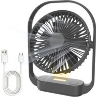 Kabelloser Tischventilator (4000 Mah), 4 Geschwindigkeitsstufen, 2 Nachtlichtmodi, Usb-c-aufladbar, Bis Zu 20 Stunden Akkulaufzeit, Leiser Betrieb, Für Schlafzimmer, Nachttisch, Büro Und Reisen, Schwa