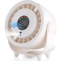 Tischventilator Mit Sprühnebelfunktion, 6000 Mah, Usb-aufladbar, 90° Verstellbar, 3 Starke Windgeschwindigkeiten, Digitale Led-anzeige, Leiser Ventilator Für Schlafzimmer, Büro, Außenbereich (weiß)