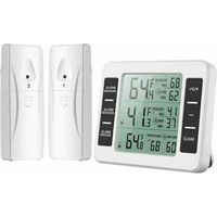 Ahlsen – Kabelloses Kühlschrankthermometer Mit 2 Sensoren – Max/min-alarm – Messbereich -40 °c Bis 60 °c – Großes Lcd-display – Einfache Installation