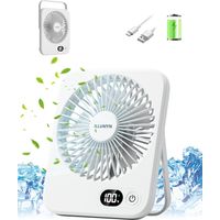 Ventilateur De Table- Ultra Silencieux, Puissant Flux D'Air Pour Bureau Et Maison. Portable Et Pliable Pour Voyage, 5 Vitesses, Batterie Rechargeable 4000mah, Écran Lcd