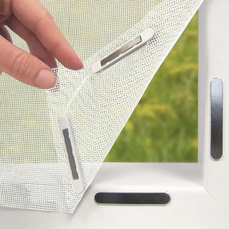 Fenstergitter Mit Innovativer Magnetbefestigung. Geeignet Für Gitter Bis 130 X 150 Cm, Individuell Zuschneidbar. Kein Bohren Oder Schrauben Erforderlich. Befestigung Mit 12 Magneten. [weiß]