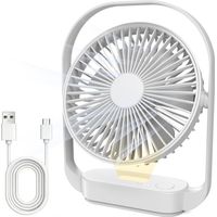 Kabelloser Tischventilator Mit 3600 Mah, 4 Geschwindigkeitsstufen, 2 Nachtlichtmodi, Usb-c-aufladbar, Bis Zu 20 Stunden Akkulaufzeit, Leise, Für Schlafzimmer, Nachttisch, Büro, Reisen (weiß)