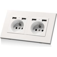 Wandsteckdose, Doppel-usb, Französischer Standard, Unterputz, Mehrfachsteckdose (max. 2,1 A), 16 A, 110–250 V, Unterputz, Für Homeoffice