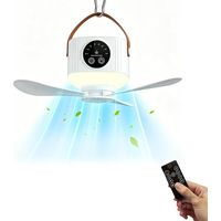 Tragbarer Campingventilator Mit Led-licht, 7200 Mah Usb-deckenventilator Mit Led-licht, Fernbedienung, Timer, 4 Geschwindigkeitsstufen, 3 Helligkeitsstufen, Wiederaufladbarer Deckenventilator