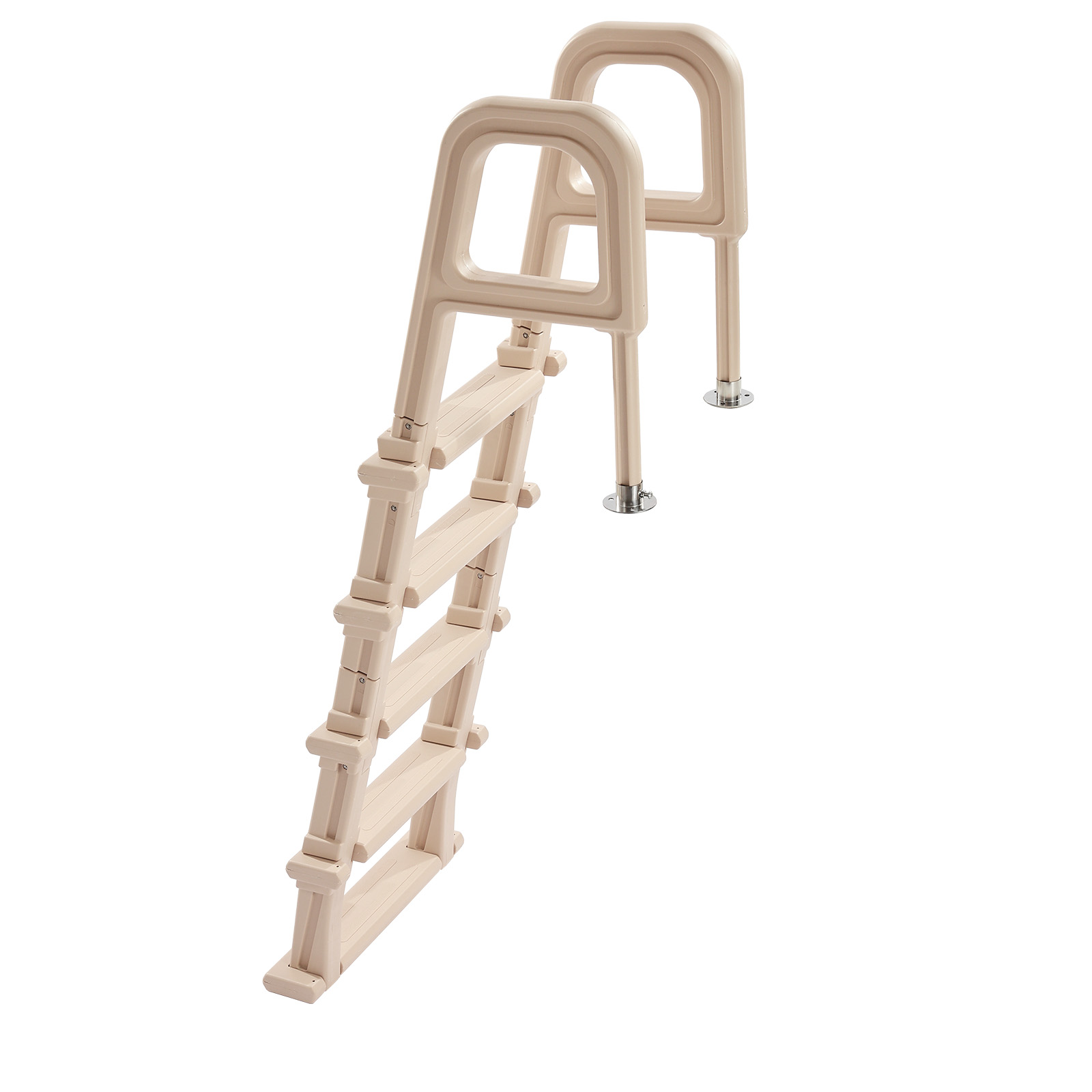 Mophorn Poolleiter Mit 5 Stufen Und Doppelseitigem Handlauf, Einstiegshilfe Mit Einer Tragkraft Von 136 Kg, Geeignet Für Einbau- Und Aufstellpools Für Verschiedene Terrassenoberflächen, Farbe: Taupe