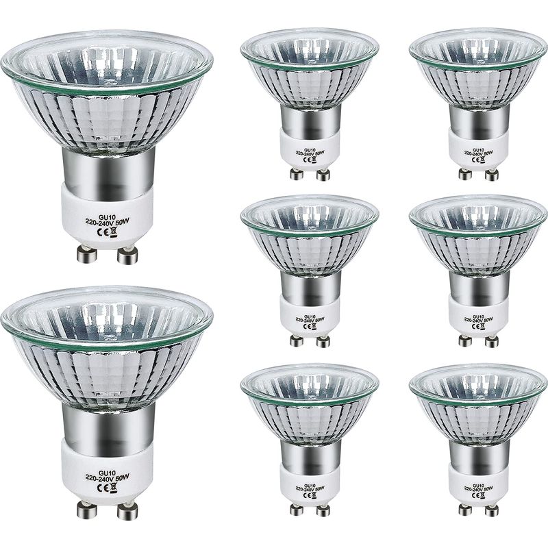 Gu10 50w 230v Halogen-strahler Mit Klarem Glasreflektor, 8er-packung, Geeignet Für Deckeneinbaustrahler Und Schaufensterbeleuchtung.