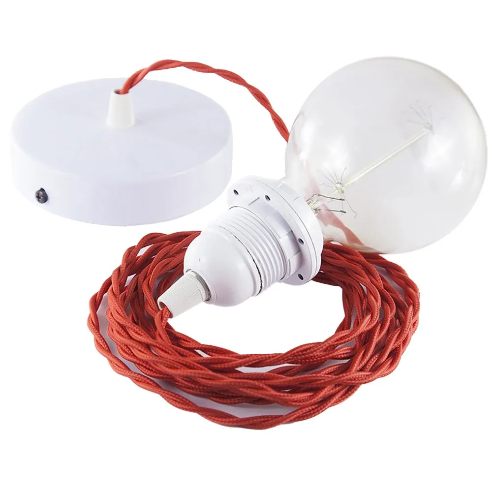 Hängeleuchte Creative-cables Tm09 Rotes Textilkabel Kupfer