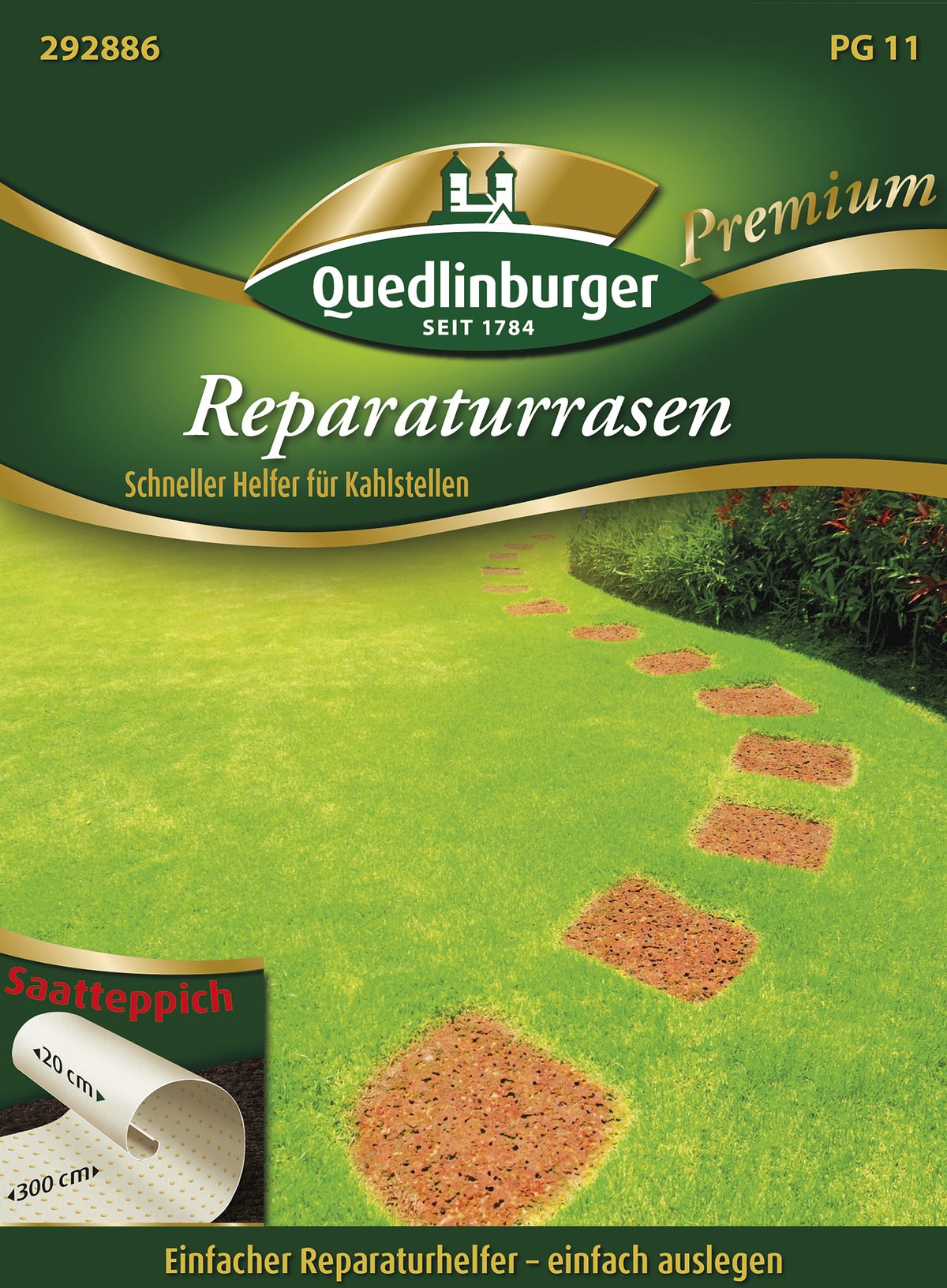 Quedlinburger Rasen Reparaturrasen Saatteppich 20 X 300 Cm - Premium Rasensamen