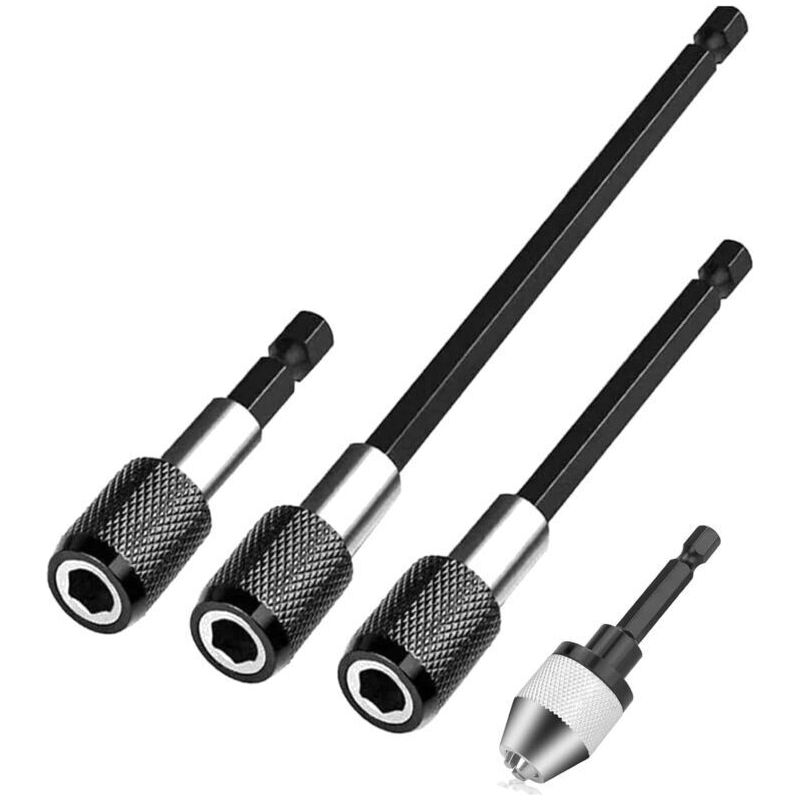 Lot De 3 Rallonges Porte-embouts Magnétiques Hexagonales 1/4" 60/100/150mm Avec Mandrin Rapide Pour Perceuse Et Tournevis