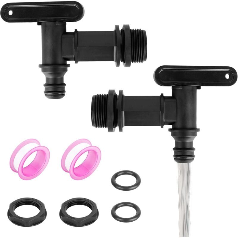 Lot De 2 Robinets D'Écoulement En Plastique 3/4 Pouces Pour Citerne De Pluie Et Réservoir À Bière Avec Joint D'Étanchéité Inclus