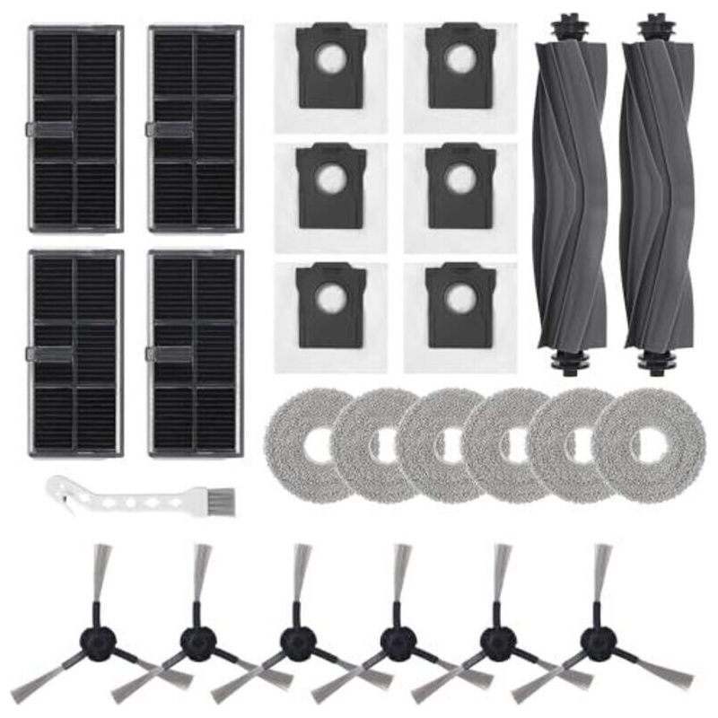 Kit 25 Accessoires Robot Aspirateur : 2 Brosses, 4 Filtres, 6 Sacs Poussière, 6 Tampons. Compatible L10s Pro Ultra Heat Et X30 Ultra
