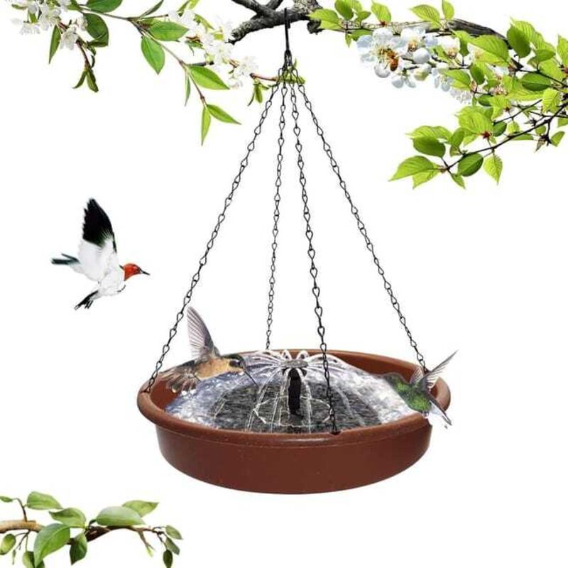 Fontaine Solaire Pour Oiseaux 30,5 Cm, Bain D'Oiseaux Avec Pompe 1,5 W, Hauteur 40 Cm, Débit 190 L/h, Décoration Jardin