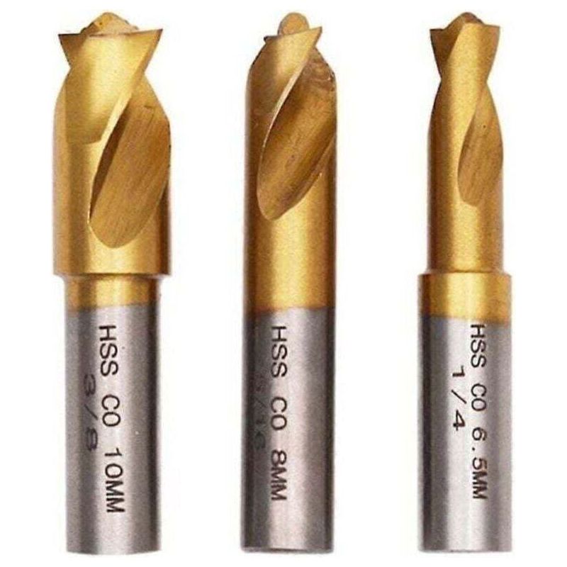Lot De 3 Forets Hss-co Titane 6,5 8 10 Mm Pour Acier Inox Métal Trempé Fonte Perçage Précis