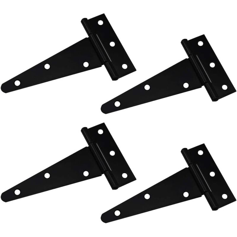 Lot De 4 Charnières En T Acier Galvanisé 102mm Épaisseur 1.2mm Robustes Pour Portes Meubles Extérieurs Intérieurs Fixation Solide