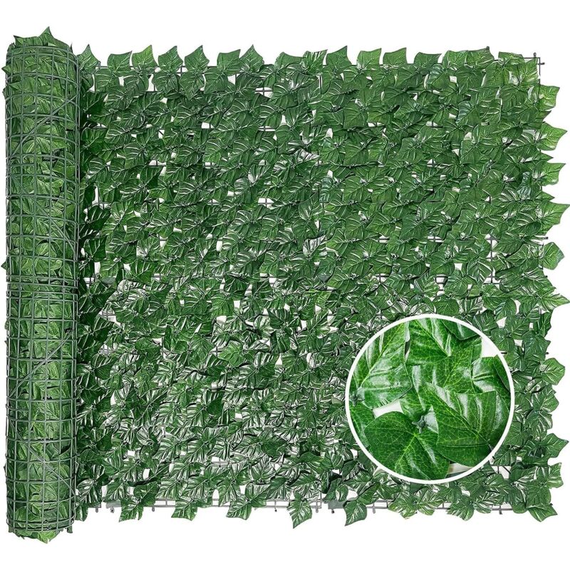 Clôture Artificielle En Lierre 300x100cm Écran De Jardin Extérieur Anti-vol Mur Végétal Décoratif Faux Fond D'Écran Herbe Feuilles De Vigne