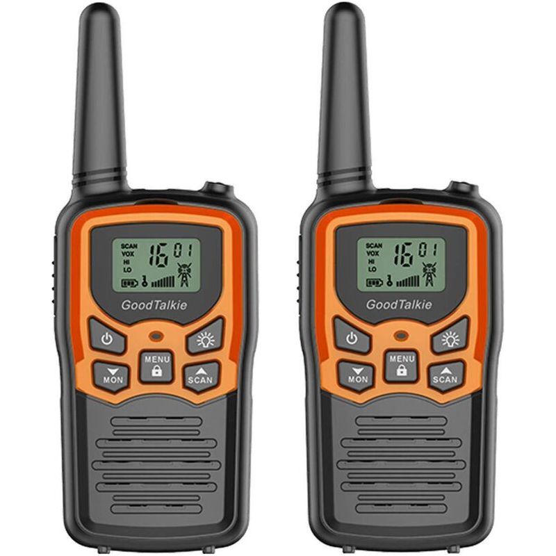 Lot De 2 Talkies-walkies Longue Portée 22 Canaux Frs Avec Écran Lcd, Vox Et Lampe Led Pour Randonnée Camping Voyage Famille Orange