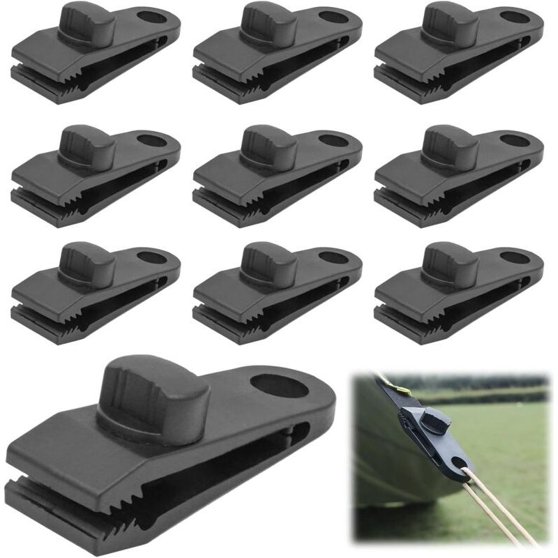 Lot De 10 Clips À Bâche Résistants, Design Dentelé, Pinces Pour Tente Et Piscine, Accessoires Polyvalents Camping Extérieur