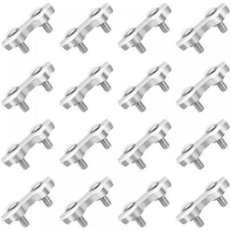 Lot De 18 Serre-câbles Doubles En Acier Inoxydable Pour Filin Inox 2mm, Fixation Robuste Et Durable