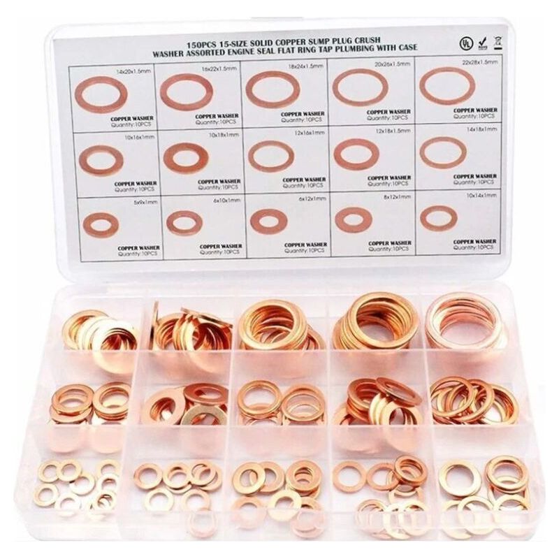 Lot De 150 Joints En Cuivre Assortis 5 À 22 Mm Pour Plomberie Et Raccords