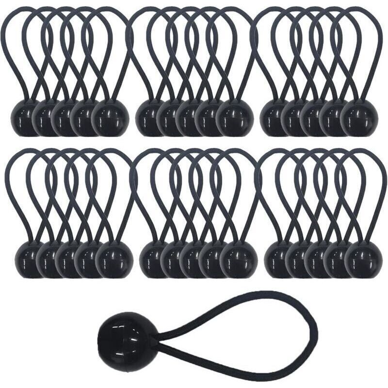 30x Sandows Élastiques 4mm Avec Boules, Tendeurs Bâche Robustes Pour Camping, Tente, Bannière Et Rideaux