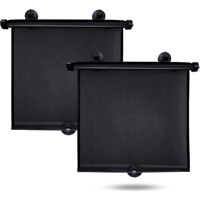 Pare-soleil Voiture Rétractable Enfant X2, Protection Uv Anti-éblouissement Fenêtre Latérale, Accessoire Bébé Voyage 40x45 Cm