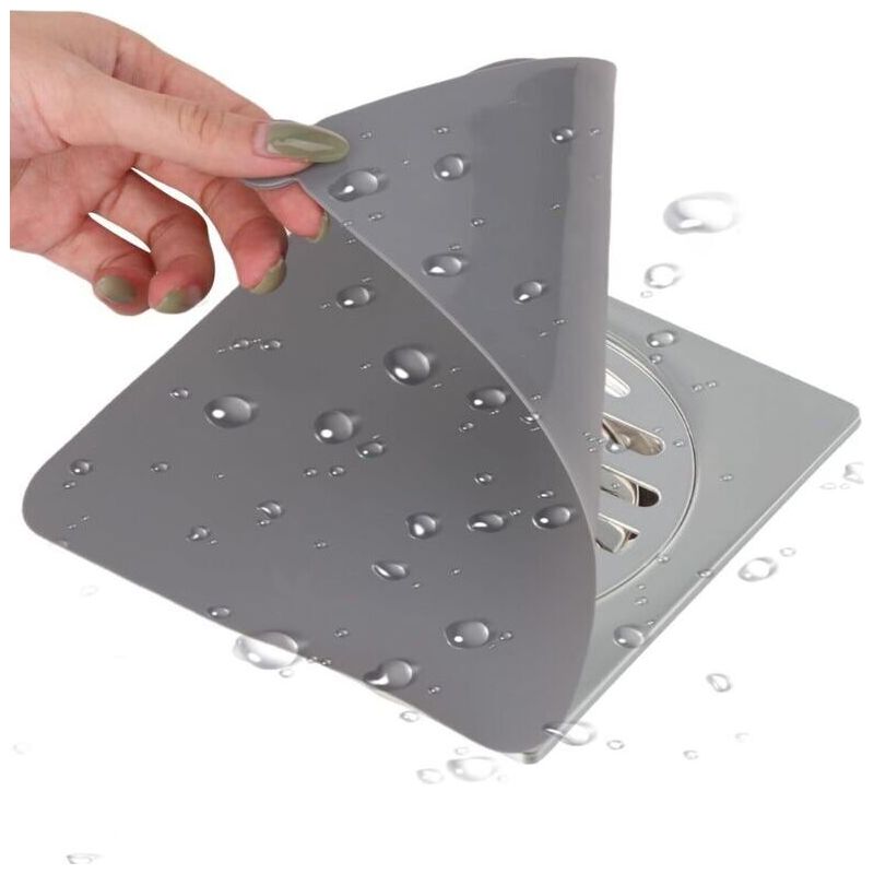 Lot De 2 Bouchons De Douche En Silicone Gris 20x20 Cm, Anti-odeurs Et Étanches Pour Évacuation De Salle De Bain, Protection Durable