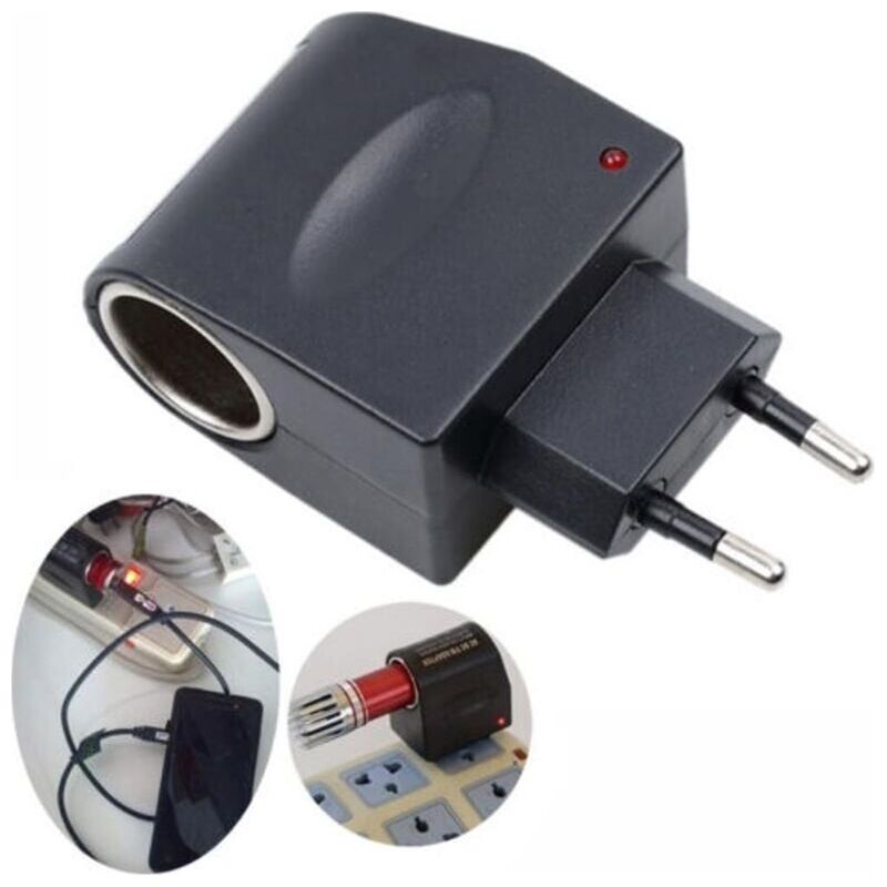 Adaptateur Allume-cigare 230v Vers 12v, Convertisseur De Tension Voiture Avec Fiche, Puissance Max 6w