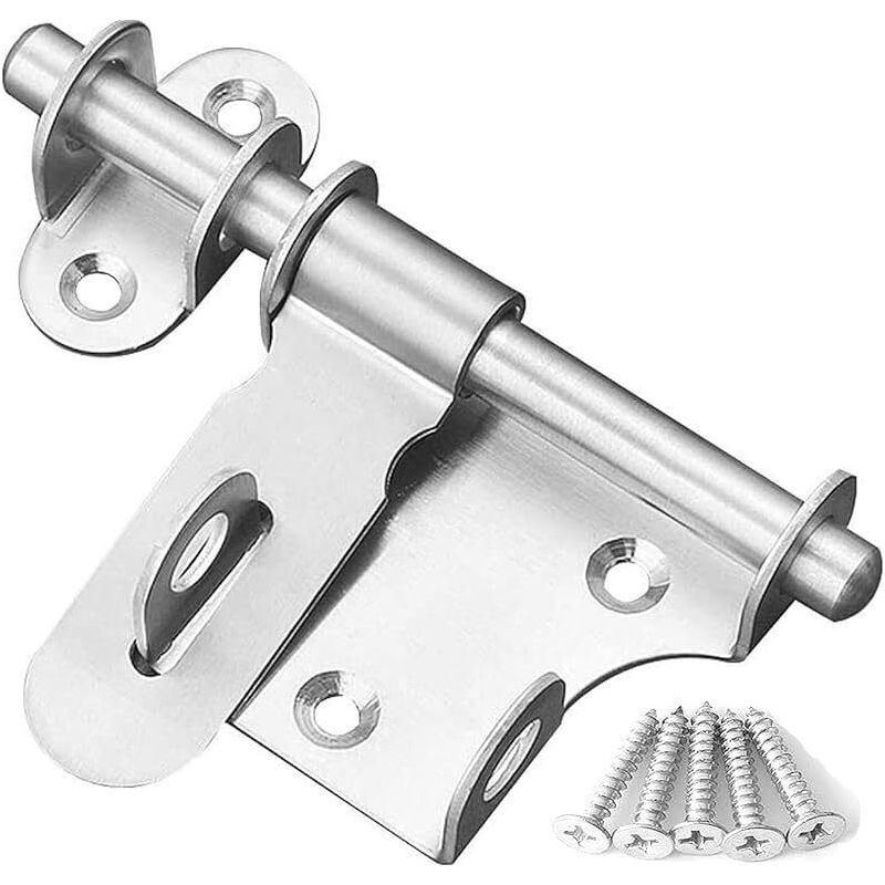 Verrou À Boulon Pour Portail Coulissant 15,2 Cm En Inox Avec Trou Pour Cadenas, Loquet De Fermeture Extérieur Robuste Et Sécurisé