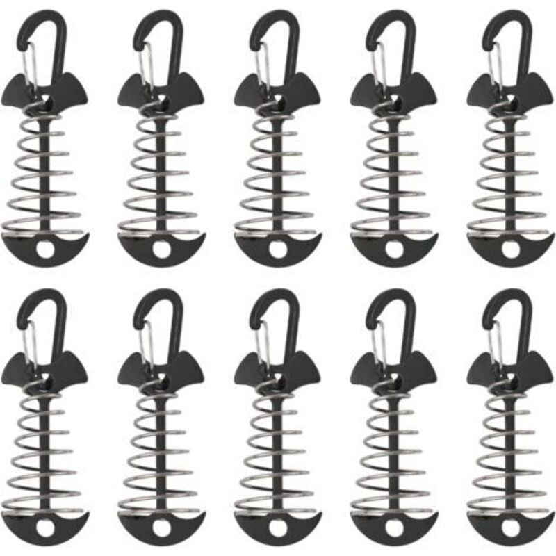 Lot De 10 Piquets D'Ancrage En Aluminium Pour Terrasse Et Camping, Résistants Au Vent Avec Boucle À Ressort, Ancres Portables Extérieur