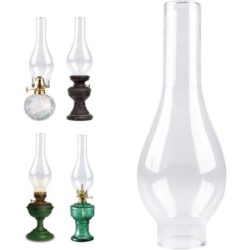 Abat-jour En Verre Pour Lampe À Pétrole, Cheminée De Remplacement Vintage, Base 5 Cm, Hauteur 24 Cm, Accessoire Huile Classique