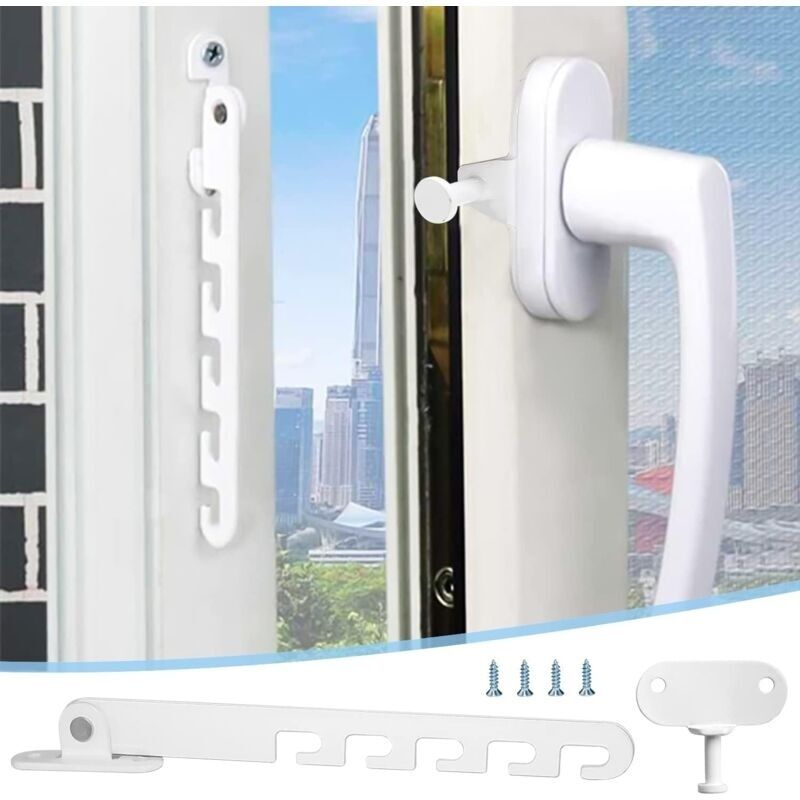 Entrebâilleur De Fenêtre Battante, Verrou De Sécurité Anti-pincement Pour Bébé, Limiteur D'Ouverture Pvc Bois Alu, Blanc