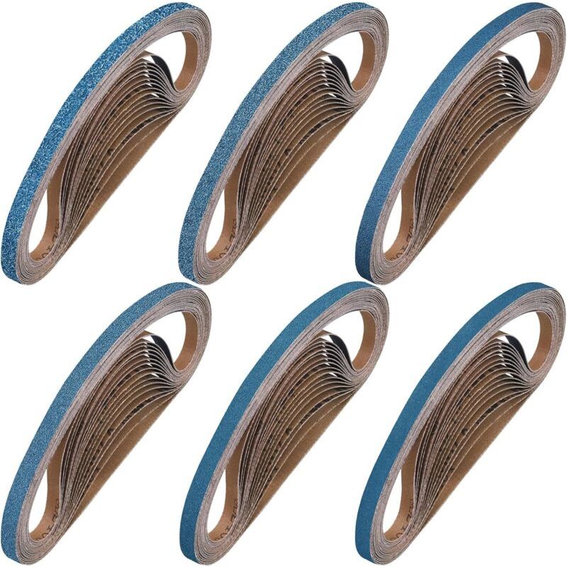Lot De 40 Bandes Abrasives 9x533mm Grain 40-400 Pour Ponceuse À Bande, Papier De Verre Bois Et Métal