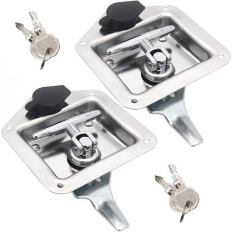 Lot De 2 Cadenas Pliants En T Acier Inoxydable Avec Clés Pour Camion Remorque Et Camping-car Sécurité Robuste