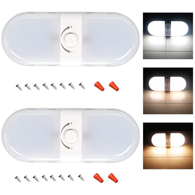 Lot De 2 Plafonniers Led 12v Dimmables Avec Interrupteur, Éclairage Intérieur Pour Camping-car, Bateau Et Caravane