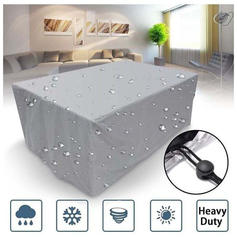 Housse De Protection Pour Table Carrée Extérieur 140x140x90cm En Tissu Oxford Imperméable Avec Corde De Serrage Pour Jardin