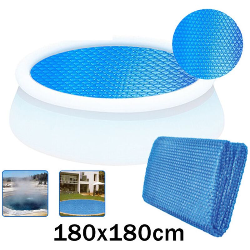 Bâche À Bulles Ronde 180 Cm Pour Piscine Hors Sol, Couverture Isotherme Bleue De Protection Solaire