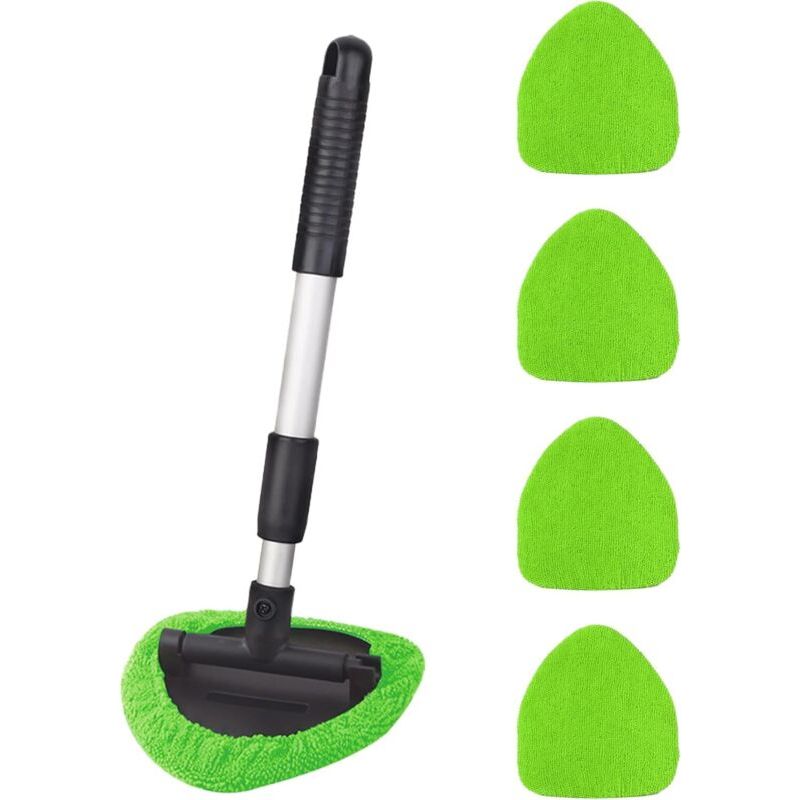 Kit Nettoyage Vitre Intérieur Voiture Avec 4 Tampons Microfibre, Élimine Graisse Et Saleté Pour Auto Et Suv
