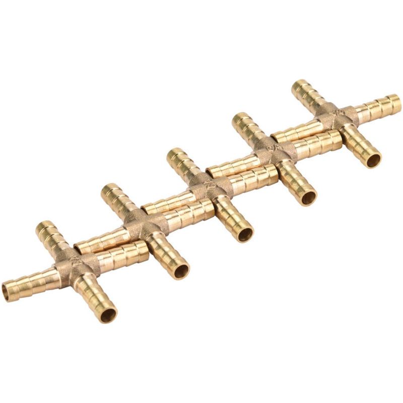 Lot De 5 Raccords En Croix Laiton 4 Voies Connecteurs Cannelés Pour Tuyaux Air Eau Huile Gaz Tailles 6 8 10 12 Mm