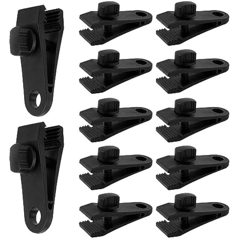 Lot De 12 Tendeurs Élastiques Réglables Avec Clips Plastique Étanches Pour Bâche, Tente, Voile D'Ombrage, Camping Et Jardin