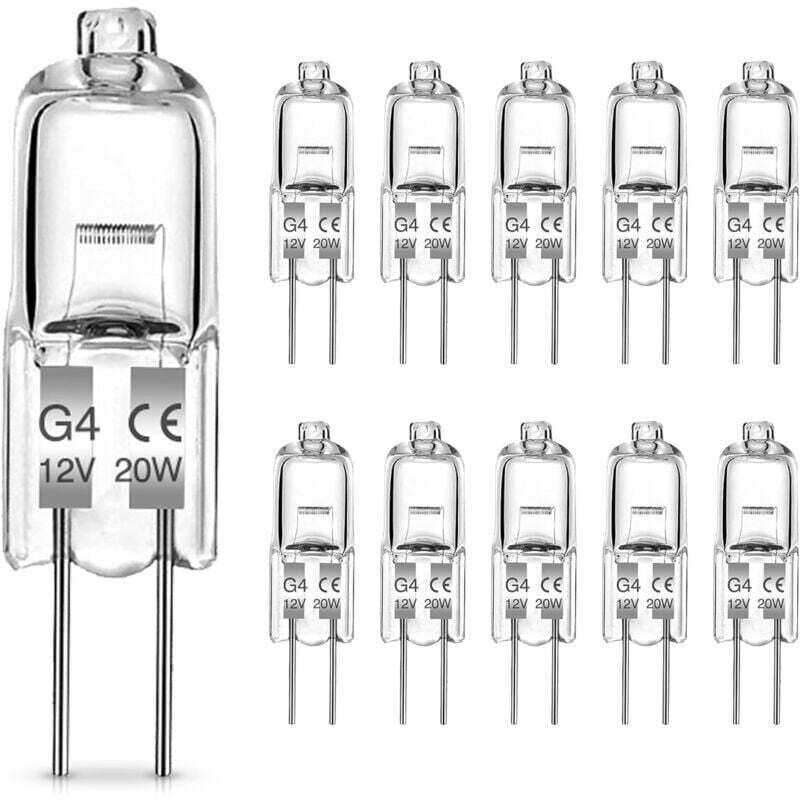 Lot De 10 Ampoules Halogènes G4 20w 12v Blanc Chaud 2800k 360° Longue Durée 3000h Éclairage Intérieur