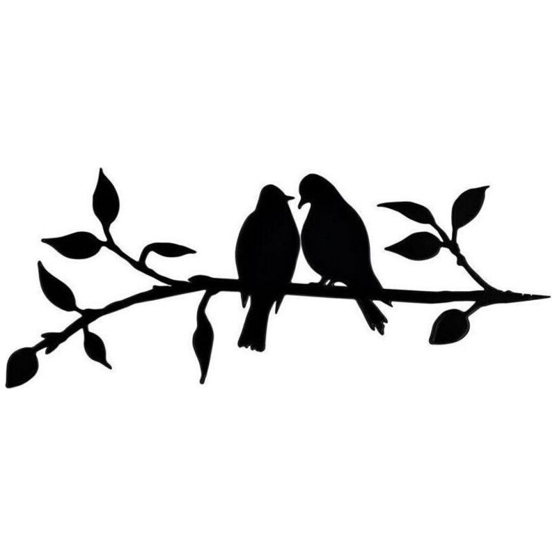 Silhouette D'Oiseau En Métal, Décoration Murale Branche En Acier, Art Moderne Élégant Pour Intérieur Et Extérieur