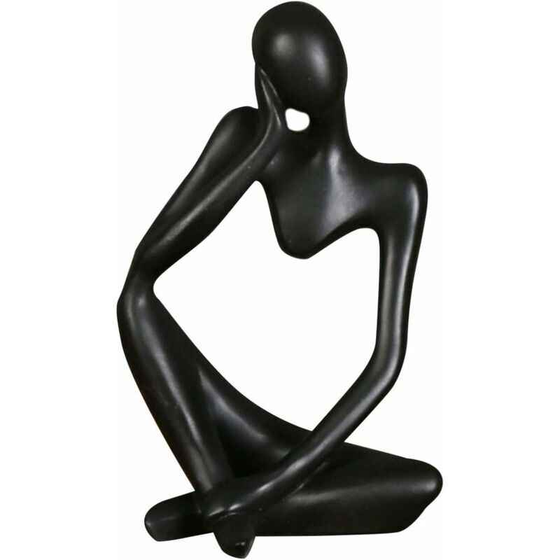 Sculpture Abstraite En Résine Noire, Décoration Moderne Et Élégante Pour Salon, Design Unique Intérieur Contemporain