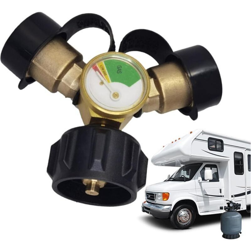 Distributeur De Propane Qcc Avec Manomètre, Raccord Double Pour Bouteille De Gaz, Arrêt D'Urgence Pour Barbecue Et Cuisinière
