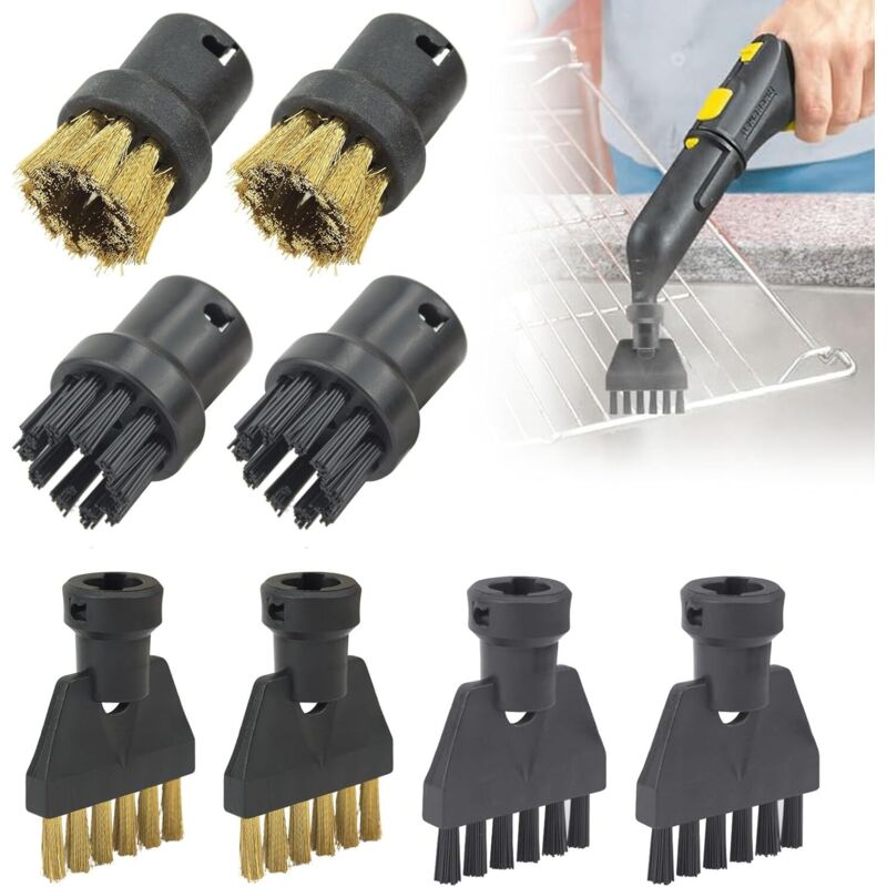 Lot 8 Accessoires Vapeur Universels, Brosses Et Embouts Pour Nettoyeur Sc1 À Sc5, Kit Nettoyage Puissant Sols Et Joints