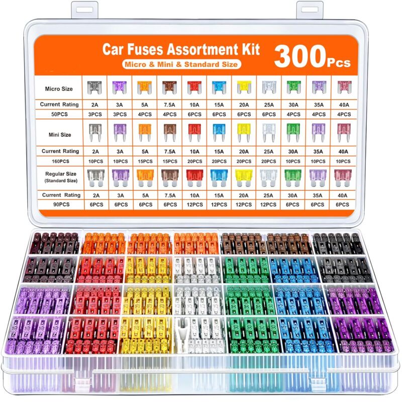 Kit 300 Fusibles Auto Mini Standard Micro 2a À 40a Avec Extracteur Pour Voiture Camion