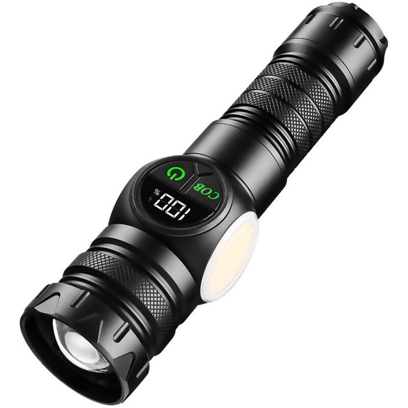 Lampe Torche Led Rechargeable 1000000 Lumens, Aimantée Avec Écran Lcd, Feux Latéraux Cob, Double Commutation, Classe A+++