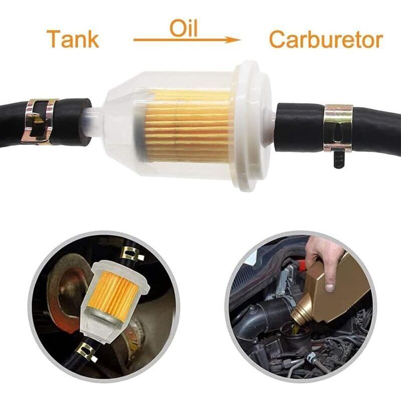 Lot 2x Durite Carburant 2m + 10 Colliers Inox, Tuyau Essence Résistant Pour Moto Scooter Tondeuse Tracteur, Kit Complet